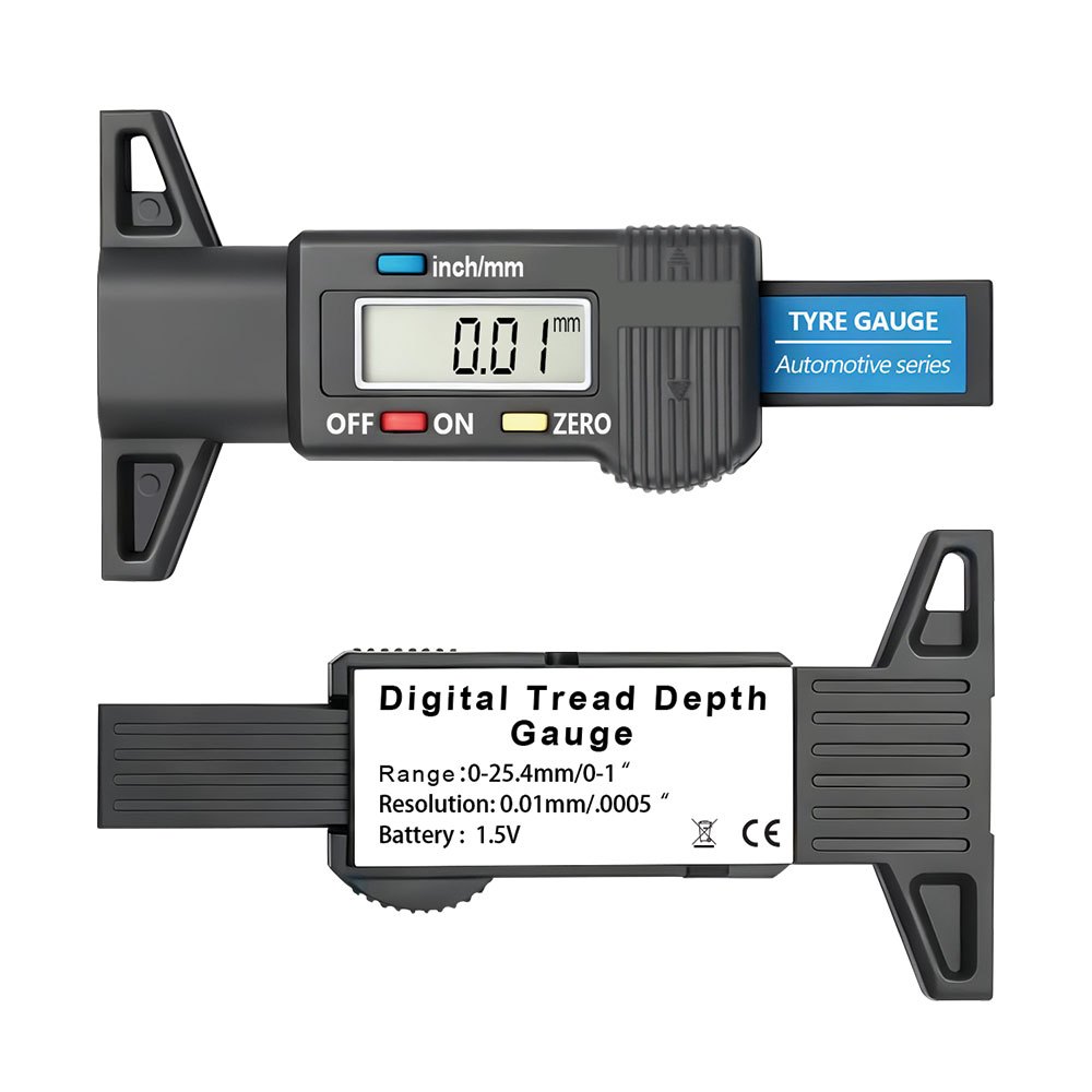 Máy đo độ sâu LCD kỹ thuật số 25.4mm Máy đo độ sâu lốp xe ô tô Máy đo độ sâu Caliper Dụng cụ đo phát hiện mài mòn lốp