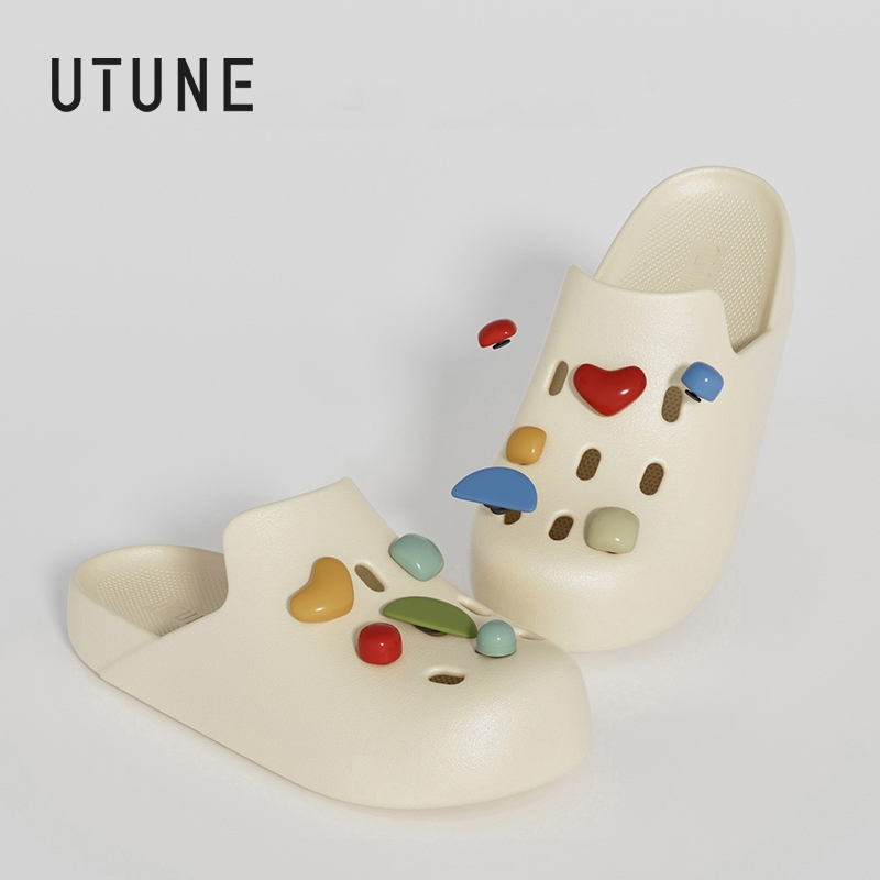 UTUNE Xăng đan Nữ Charms Mules Nửa Dép Nền Tảng Chống Trơn Trượt Nữ EVA Ruber Tắc