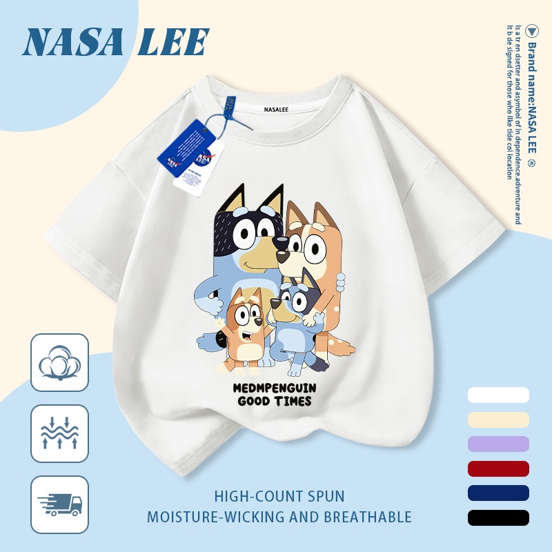 [Giao hàng trong ngày] Áo thun Cotton thoáng khí màu trắng cho trẻ em của NASA Plui In hình hợp thời trang bé trai 3-16 tuổi bé gái tay ngắn thông thường 3