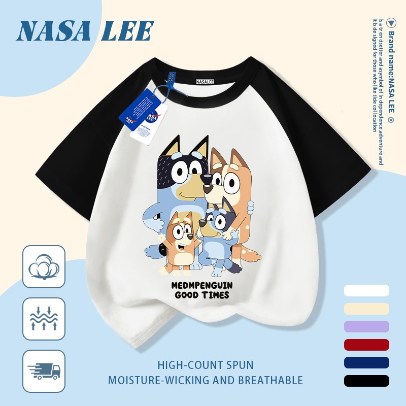 [Giao hàng trong ngày] Áo thun Cotton thoáng khí màu trắng cho trẻ em của NASA Plui In hình hợp thời trang bé trai 3-16 tuổi bé gái tay ngắn thông thường 3