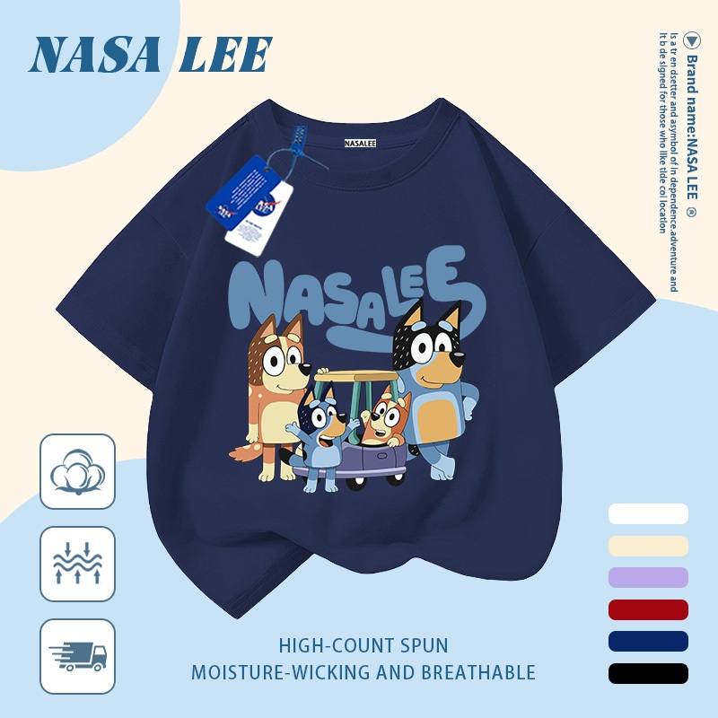 [Giao hàng trong ngày] Áo thun Cotton thoáng khí màu trắng cho trẻ em của NASA Plui In hình hợp thời trang bé trai 3-16 tuổi bé gái tay ngắn thông thường 4