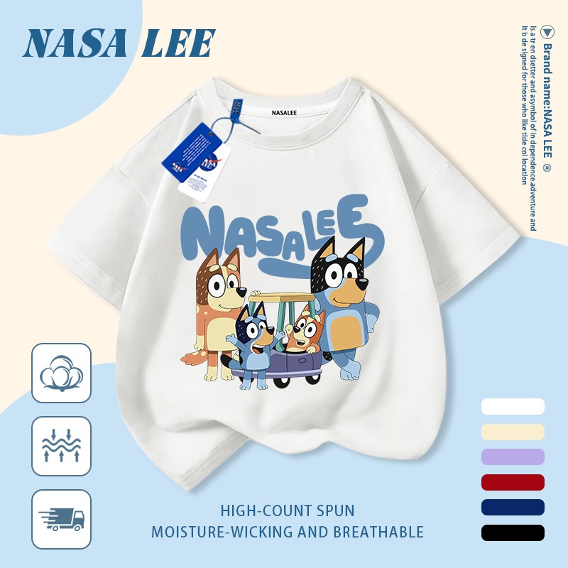 [Giao hàng trong ngày] Áo thun Cotton thoáng khí màu trắng cho trẻ em của NASA Plui In hình hợp thời trang bé trai 3-16 tuổi bé gái tay ngắn thông thường 4