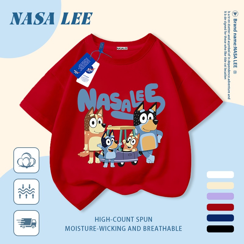 [Giao hàng trong ngày] Áo thun Cotton thoáng khí màu trắng cho trẻ em của NASA Plui In hình hợp thời trang bé trai 3-16 tuổi bé gái tay ngắn thông thường 4