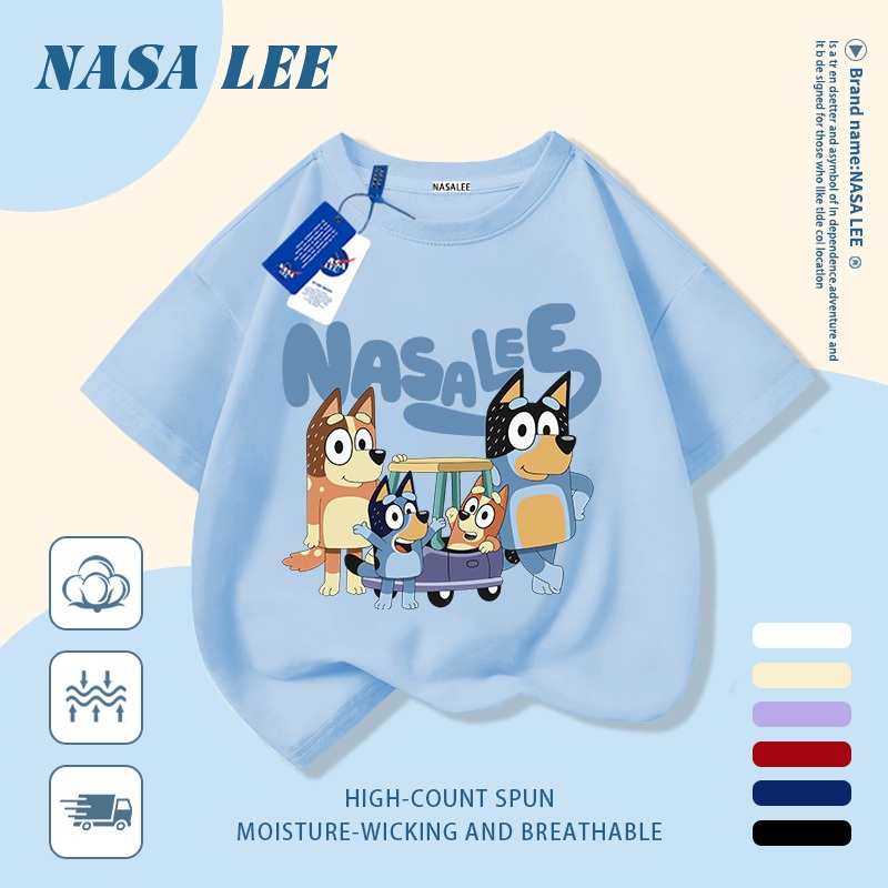 [Giao hàng trong ngày] Áo thun Cotton thoáng khí màu trắng cho trẻ em của NASA Plui In hình hợp thời trang bé trai 3-16 tuổi bé gái tay ngắn thông thường 4