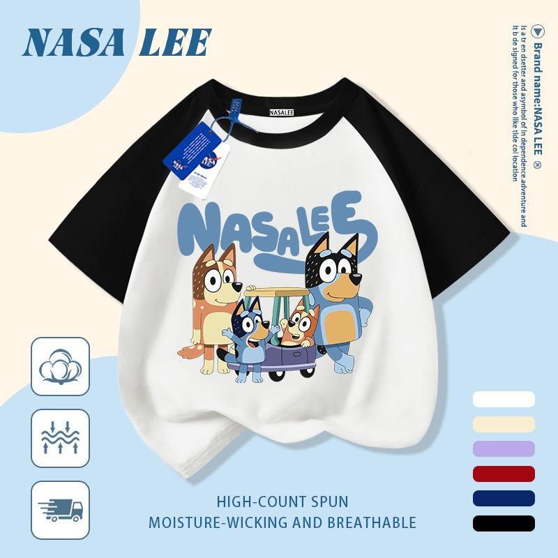 [Giao hàng trong ngày] Áo thun Cotton thoáng khí màu trắng cho trẻ em của NASA Plui In hình hợp thời trang bé trai 3-16 tuổi bé gái tay ngắn thông thường 4