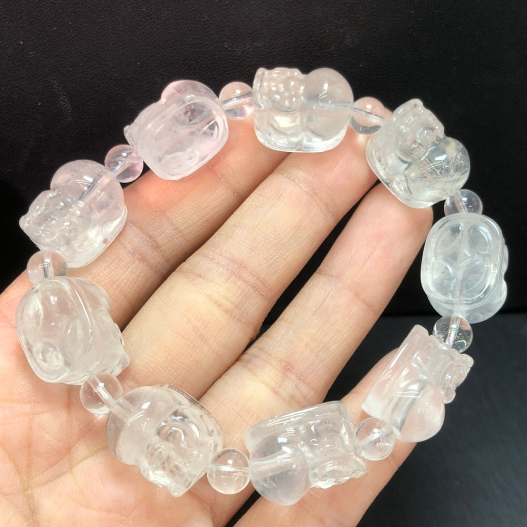 Vòng Tay Sữa Trắng Pha Lê Pixu - Sáng Loáng Từ Sữa Tự Nhiên, Mang Lại May Mắn Cho Bạn