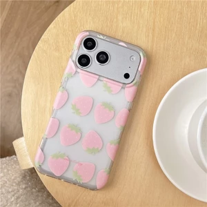 IPhone 17 Pro Max Trải rộng họa tiết dâu tây Vỏ điện thoại xử lý IMD