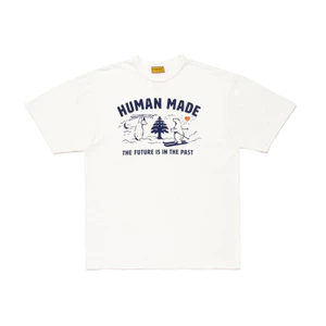 Unisex H & M Phong Cách Gấu Bắc Cực Trượt Tuyết & Cây Tuyết In Hình Slub Áo Thun Cotton Tay Ngắn