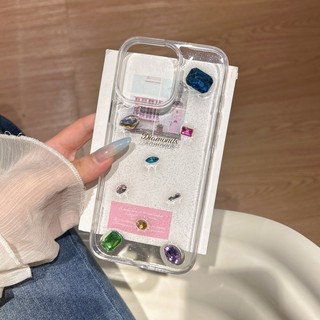 Vỏ điện thoại dính bột lấp lánh trong suốt màu kim cương nổi phù hợp cho iPhone 11 12 13 14 15 16 17 Pro Max bao gồm tất cả vỏ silicon chống rơi