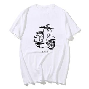 Áo thun tay ngắn nam phong cách vintage, thiết kế tối giản nghệ thuật, phù hợp với xe ga và mặc hàng ngày