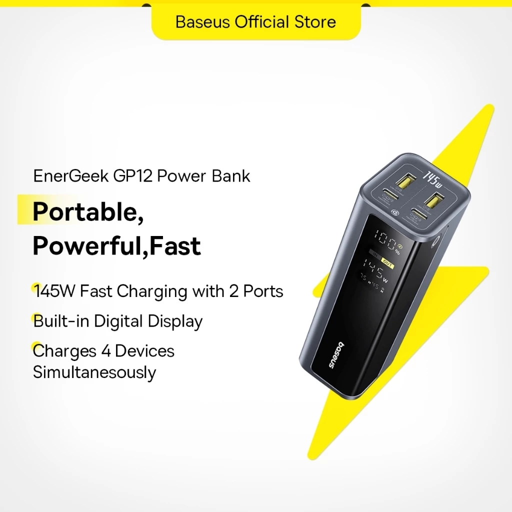 [Chứng nhận CCC] Baseus EnerGeek GP12 Power Bank 145W 20800mAh Sạc nhanh PowerBank di động với màn h