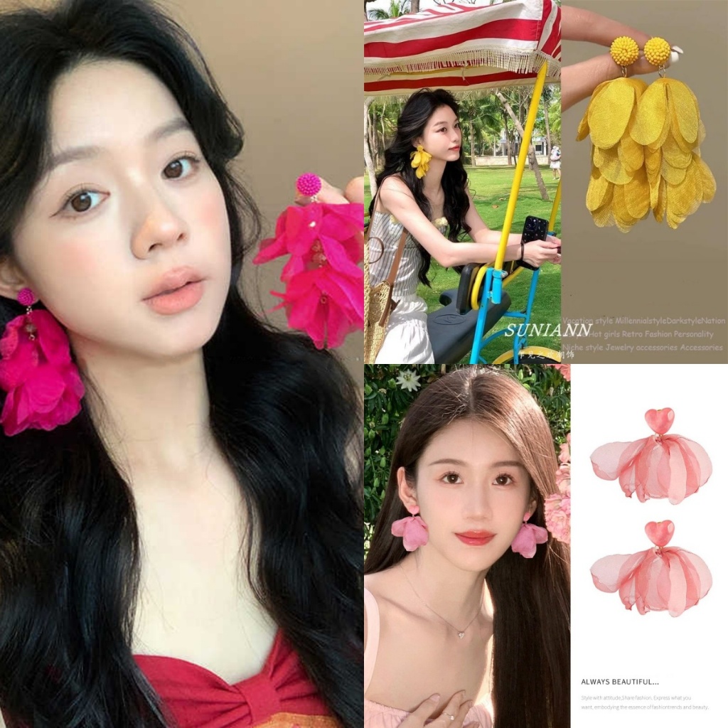 Bông tai hoa 2025 Bông tai dễ thương phong cách mới