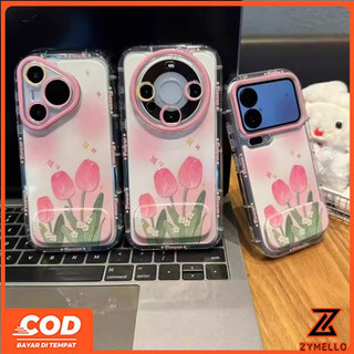 Thích hợp cho Honor X9D X6D X7C X9C 200 SMART Honor400 5G Honor500 5G Tranh sơn dầu Giá đỡ gương hoa tulip Vỏ điện thoại TPU chống sốc