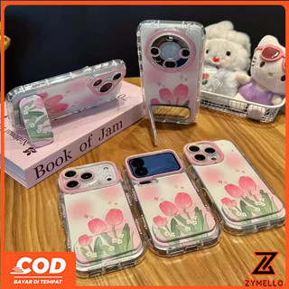 Thích hợp cho Honor X9D X6D X7C X9C 200 SMART Honor400 5G Honor500 5G Tranh sơn dầu Giá đỡ gương hoa tulip Vỏ điện thoại TPU chống sốc