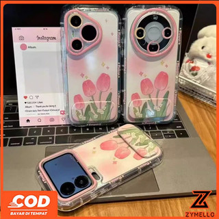 Thích hợp cho Honor X9D X6D X7C X9C 200 SMART Honor400 5G Honor500 5G Tranh sơn dầu Giá đỡ gương hoa tulip Vỏ điện thoại TPU chống sốc