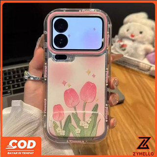 Thích hợp cho Honor X9D X6D X7C X9C 200 SMART Honor400 5G Honor500 5G Tranh sơn dầu Giá đỡ gương hoa tulip Vỏ điện thoại TPU chống sốc