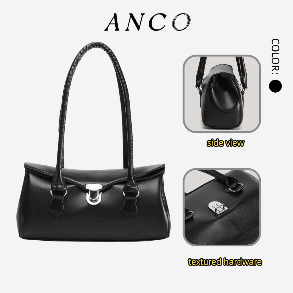 ANCO Composite Profile Lock Pocket Kết cấu Boston Túi xách nữ Pháp 2026 Mới Vintage Gối nách Túi vai đơn