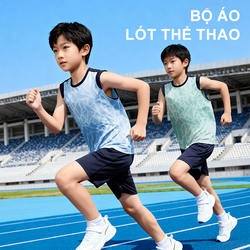 W.G.Q Bộ đồ bé trai，Áo Vest thể thao Bộ đồ hai mảnh có in，Vải khô nhanh，Nhẹ thoáng khí mát thoải mái，Thích hợp để mặc thời tiết nóng
