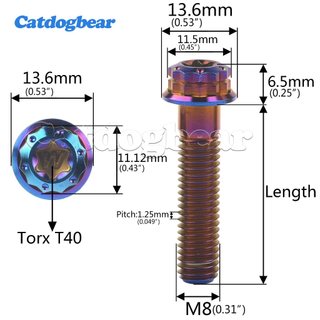 Catdogbear Titan Bolt Gr5 M8 - Mặt bích 12 điểm Torx T40 đầu, phù hợp với phanh đĩa và giảm xóc xe máy