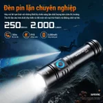 SUPERFIRE DL02 Đèn Lặn LED 20W Công Suất Lớn Tối Đa 2000 Lumen Chống Nước 100m An Toàn Cho Lặn Biển Sâu Hang Động và Ống Thở — ảnh 2