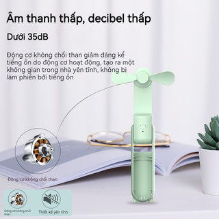 QUITEK Quạt Cầm Tay Mini – Dễ Thương, 3 Tốc Độ, Pin 1500mAh, Có Pin Dự Phòng, Cổng Sạc Type-C