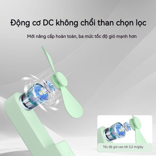 QUITEK Quạt Cầm Tay Mini – Dễ Thương, 3 Tốc Độ, Pin 1500mAh, Có Pin Dự Phòng, Cổng Sạc Type-C