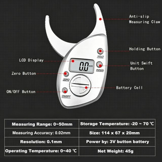 Kẹp Đo Mỡ Cơ Thể Kỹ Thuật Số Màn Hình LCD Gấp Gọn Tiện Dụng