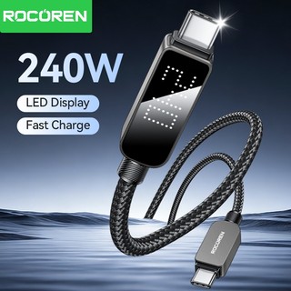 Rocoren 240W USB C Cáp PD 3.1 Dây Sạc Nhanh Có Màn Hình Thông Minh Cáp Hợp Kim Kẽm Cho iPhone 17 16 Pro MacBook Laptop