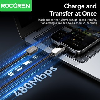 Rocoren 240W USB C Cáp PD 3.1 Dây Sạc Nhanh Có Màn Hình Thông Minh Cáp Hợp Kim Kẽm Cho iPhone 17 16 Pro MacBook Laptop
