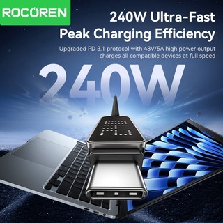 Rocoren 240W USB C Cáp PD 3.1 Dây Sạc Nhanh Có Màn Hình Thông Minh Cáp Hợp Kim Kẽm Cho iPhone 17 16 Pro MacBook Laptop