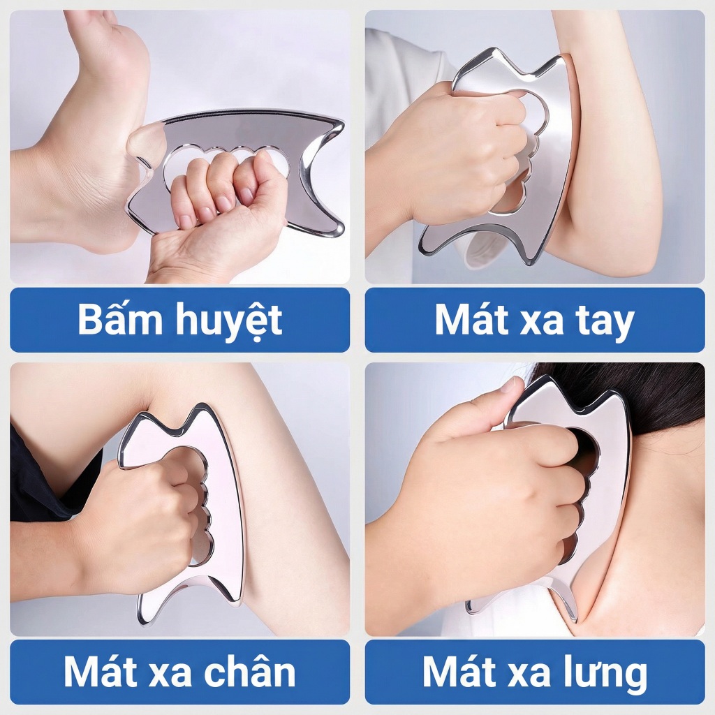 Dụng cụ cạo gió bằng đồng đúc Thái Cực tay cầm dài – Hỗ trợ tự massage lưng, vai gáy, thông kinh lạc, giảm mỏi cơ, đau nhức xương khớp.