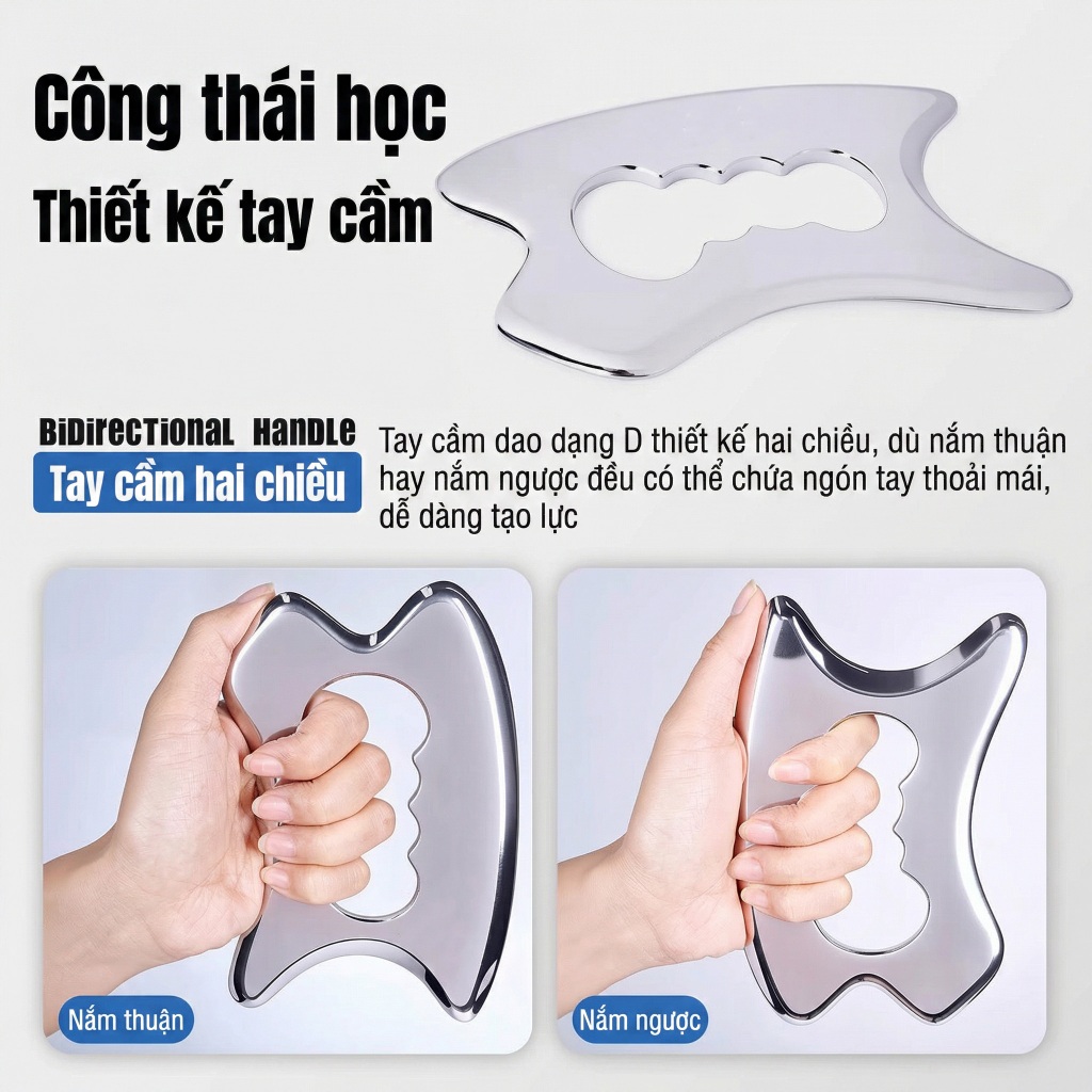 Dụng cụ cạo gió bằng đồng đúc Thái Cực tay cầm dài – Hỗ trợ tự massage lưng, vai gáy, thông kinh lạc, giảm mỏi cơ, đau nhức xương khớp.