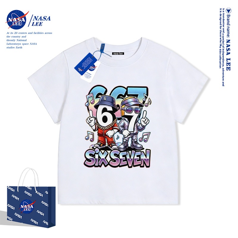 Áo Thun Ngắn Tay NASA Trẻ Em 2026 Mẫu Mới Hình Hoạt Hình 67 100% Cotton Cao Cấp