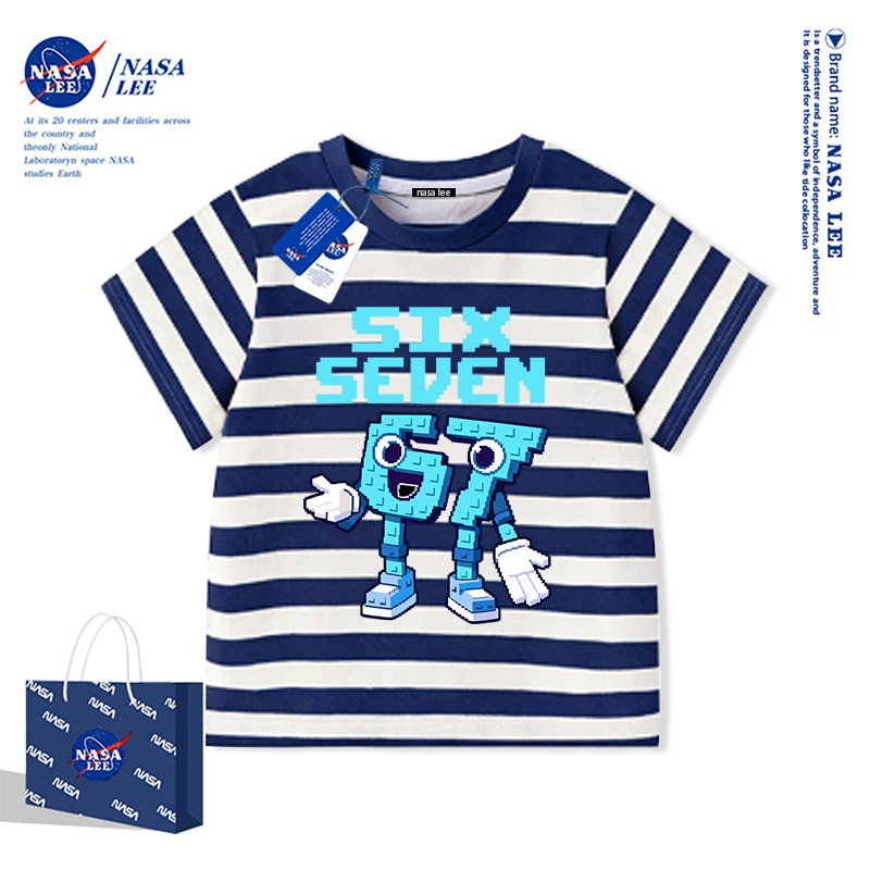 Áo Thun Ngắn Tay NASA Trẻ Em Hình Hoạt Hình 67 100% Cotton Áo Phông Unisex Cho Bé Trai & Bé Gái