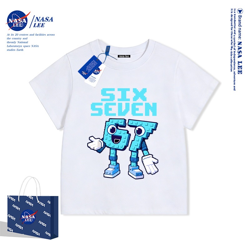 Áo Thun Ngắn Tay NASA Trẻ Em Hình Hoạt Hình 67 100% Cotton Áo Phông Unisex Cho Bé Trai & Bé Gái