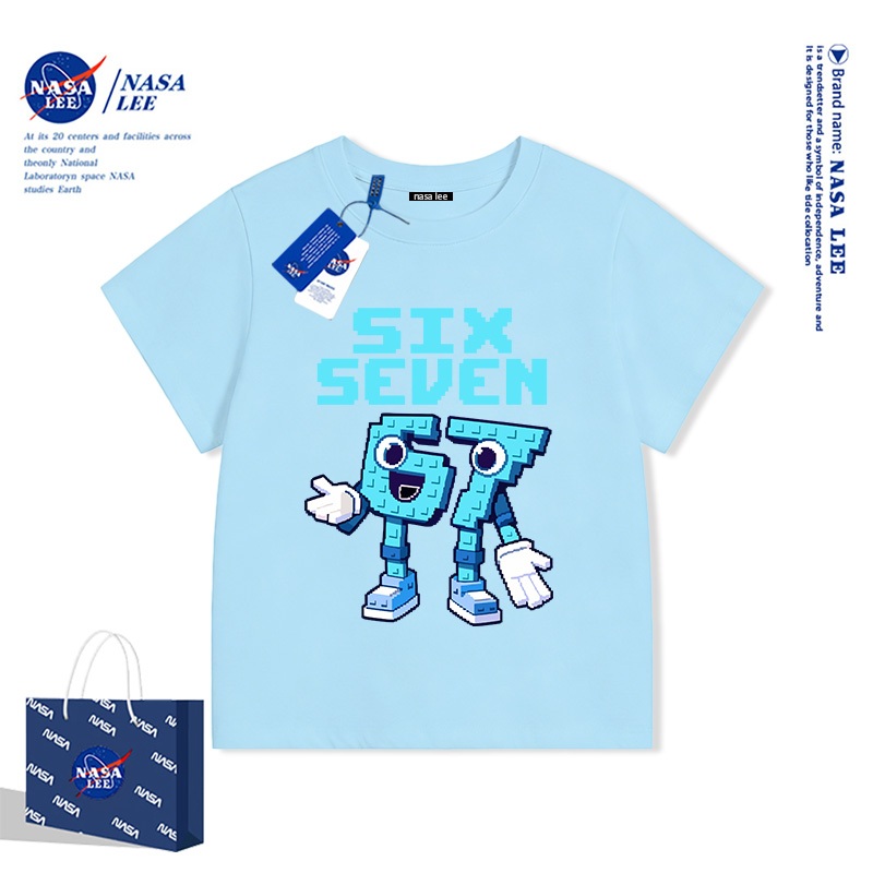 Áo Thun Ngắn Tay NASA Trẻ Em Hình Hoạt Hình 67 100% Cotton Áo Phông Unisex Cho Bé Trai & Bé Gái