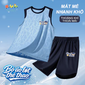 W.G.Q Bộ đồ bé trai，Bộ đồ hai mảnh thể thao，Vải khô nhanh，Thoáng khí nhẹ，Thoải mái mát mẻ