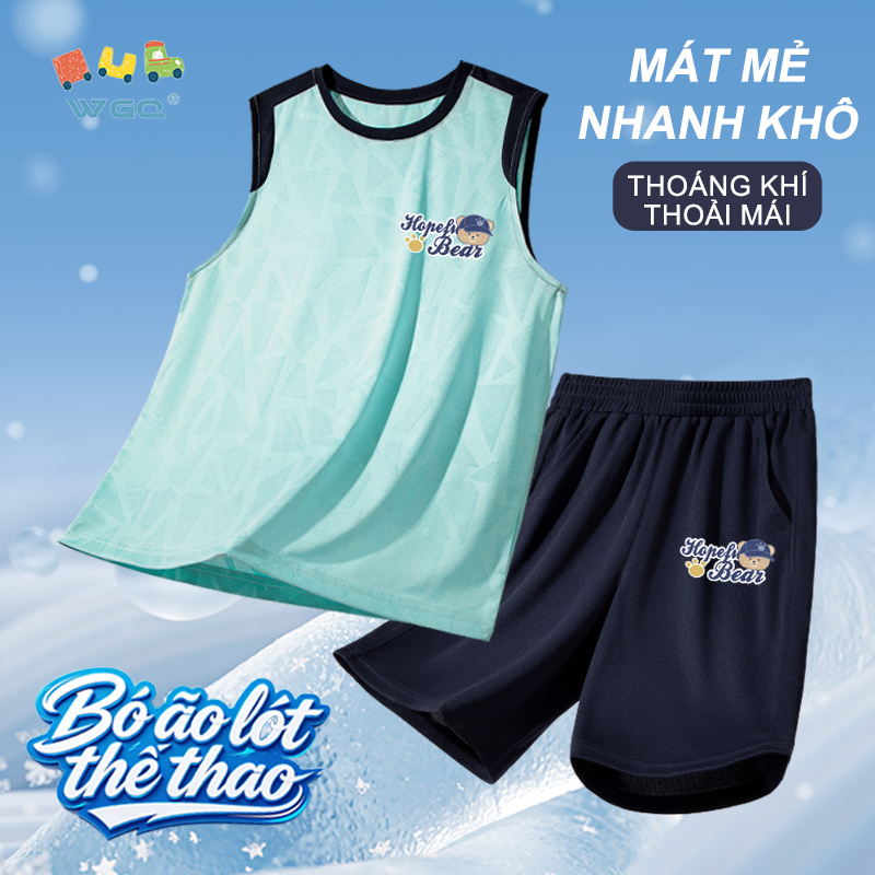 W.G.Q Bộ đồ bé trai，Bộ đồ hai mảnh thể thao，Vải khô nhanh，Thoáng khí nhẹ，Thoải mái mát mẻ