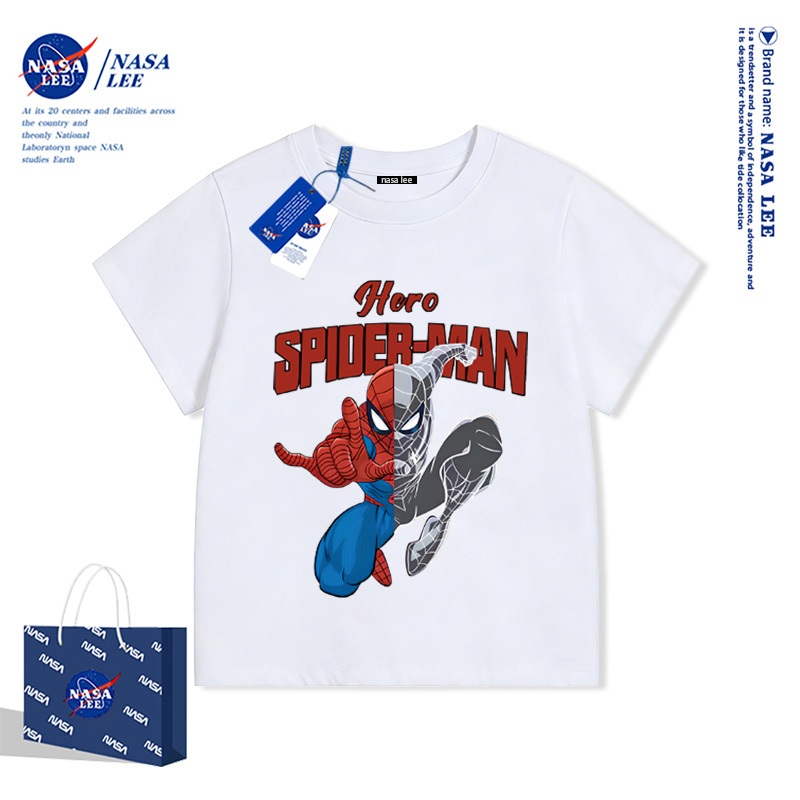 Áo Thun Ngắn Tay NASA Spider-Man Cho Bé Trai Chất Liệu Cotton