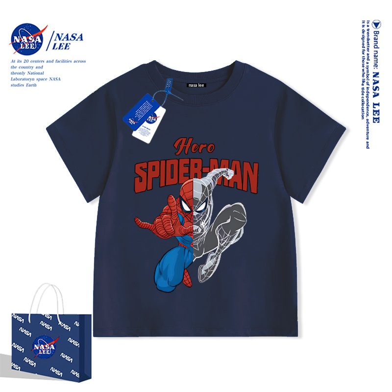Áo Thun Ngắn Tay NASA Spider-Man Cho Bé Trai Chất Liệu Cotton