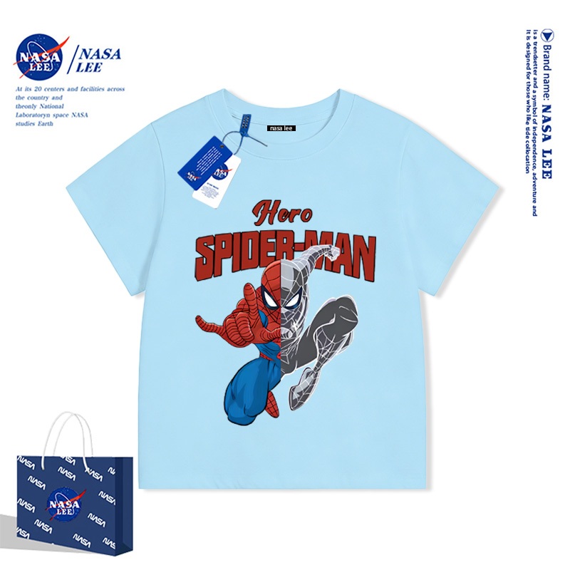 Áo Thun Ngắn Tay NASA Spider-Man Cho Bé Trai Chất Liệu Cotton