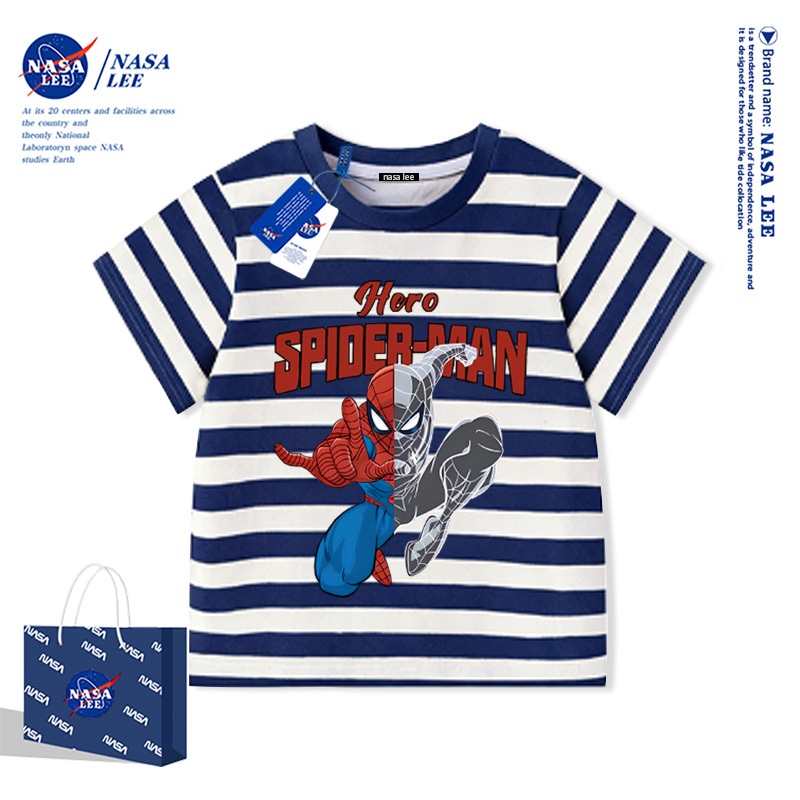 Áo Thun Ngắn Tay NASA Spider-Man Cho Bé Trai Chất Liệu Cotton