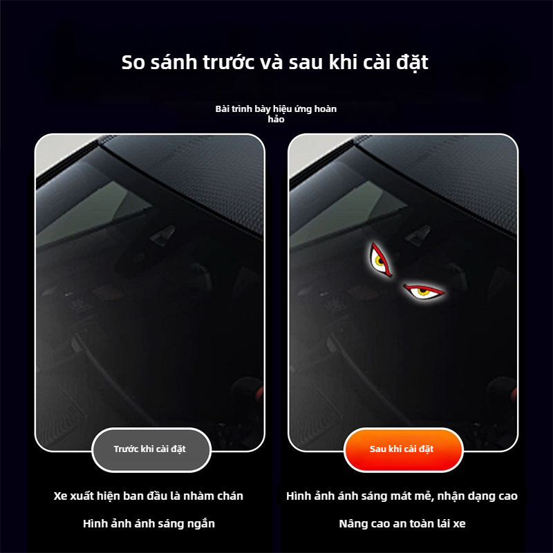Đèn Led Nội Thất Ô Tô SEAMETAL Năng Lượng Mặt Trời, Mắt Quỷ Neon, Sạc USB, Chống Hút