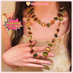 【Giao hàng từ Việt Nam】Vòng cổ dài NEATDWELL cổ điển Bohemian hai lớp, đầy màu sắc và hạt vintage có thể xếp chồng lên nhau thời trang dành cho nữ