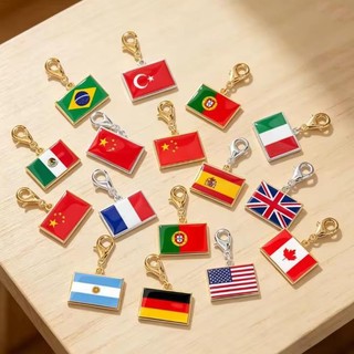 SKYRIM Bán Buôn Hợp Thời Trang Chiều Rộng 10 Mm Quốc Gia Cờ Quyến Rũ Mặt Dây Thép Không Gỉ Cho DIY Làm Bagchain Móc Khóa