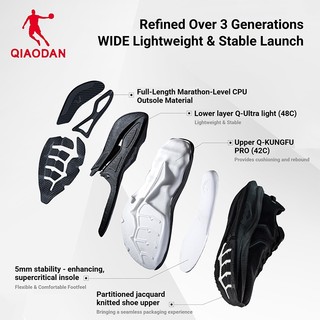 Qiaodan WIDE 3.0 Giày Chạy Bộ Nam Rộng Phù Hợp Chống Sốc Mềm Thoáng Khí Hỗ Trợ Vòm QDB023262292