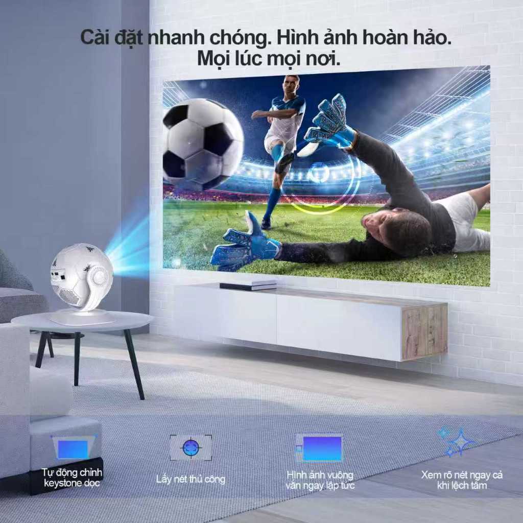 Máy chiếu Magcubic HY300F 4K 1080P Hỗ trợ 300 ANSI Android14 WiFi6 BT5.4 Kiểu dáng bóng đá Rạp chiếu phim tại nhà | BigBuy360 - bigbuy360.vn