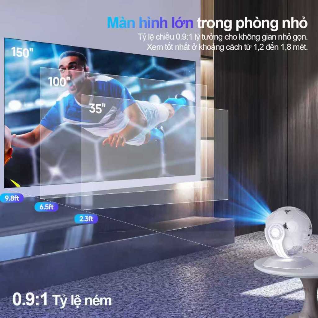 Máy chiếu Magcubic HY300F 4K 1080P Hỗ trợ 300 ANSI Android14 WiFi6 BT5.4 Kiểu dáng bóng đá Rạp chiếu phim tại nhà | BigBuy360 - bigbuy360.vn