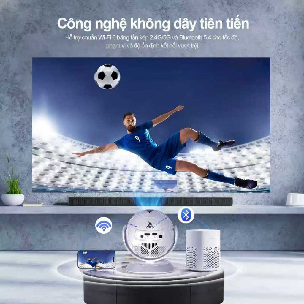 Máy chiếu Magcubic HY300F 4K 1080P Hỗ trợ 300 ANSI Android14 WiFi6 BT5.4 Kiểu dáng bóng đá Rạp chiếu phim tại nhà | BigBuy360 - bigbuy360.vn