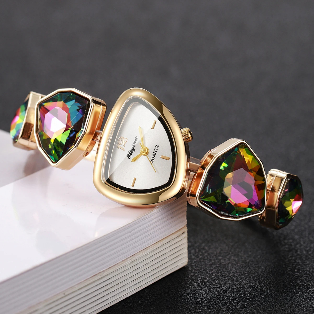 Dây đeo vòng tay đính đá thanh lịch Đồng hồ nữ Mặt số không đều Đồng hồ đeo tay thạch anh nữ Reloj Mujer (Không có hộp)